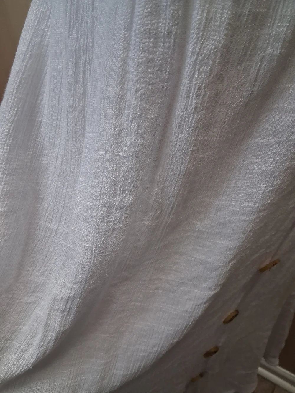 White Midi Dress XL Button Front Smocked SunDress Summer Boho Rayon - Picture 6 of 9